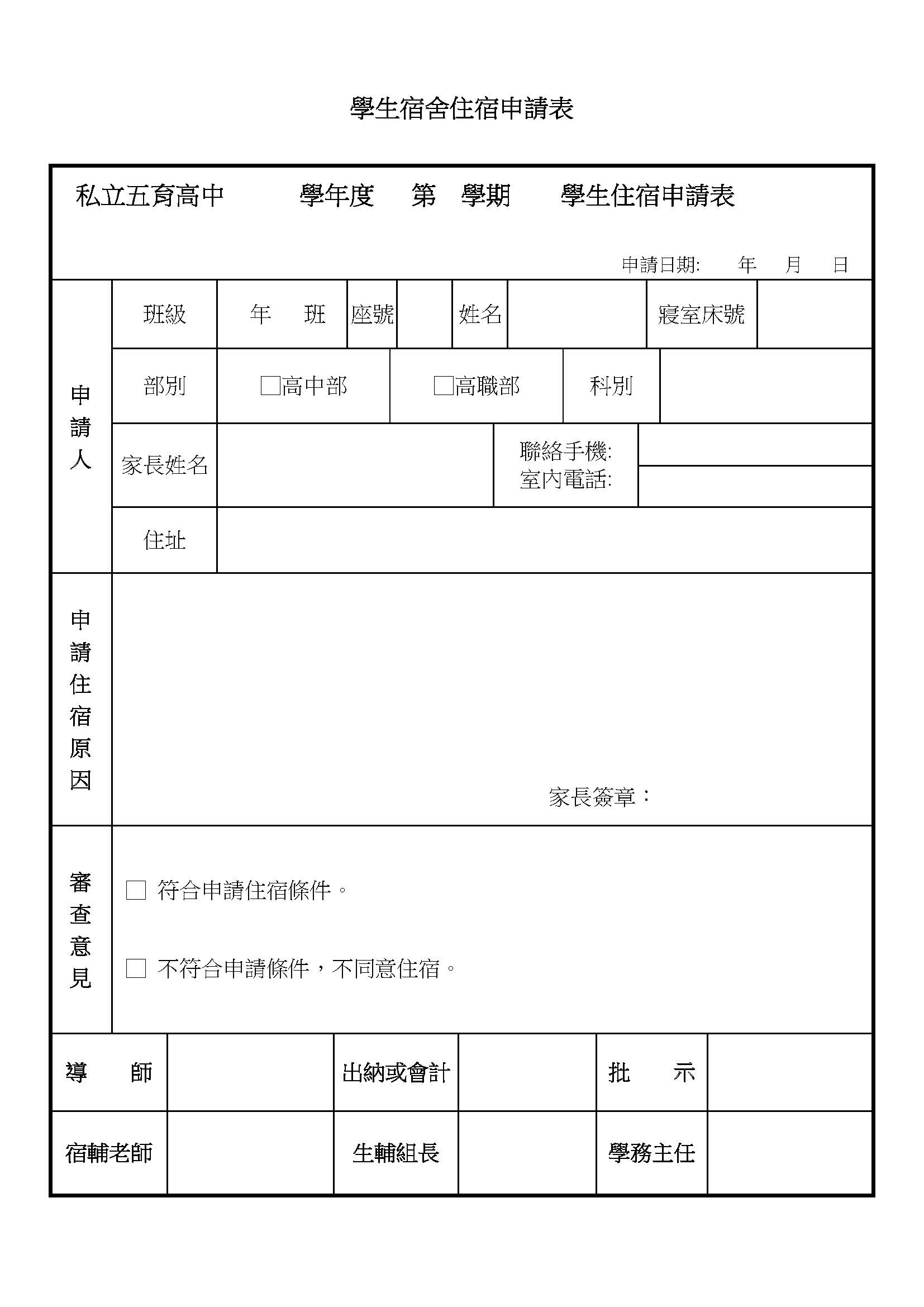 申請表